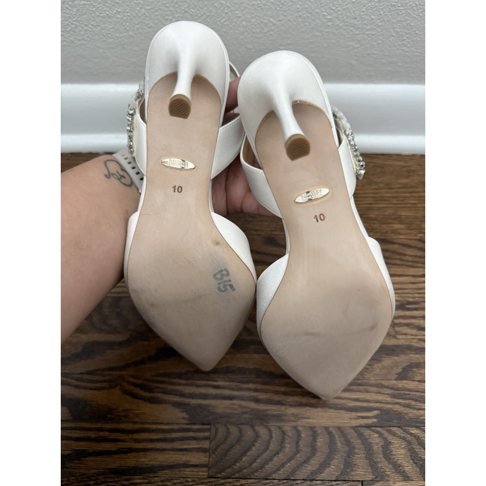 BADGLEY MISCHKA Womens Blanca Bridal Wedding Embellished Pumps White Satin US 10 - Picture 7 of 7